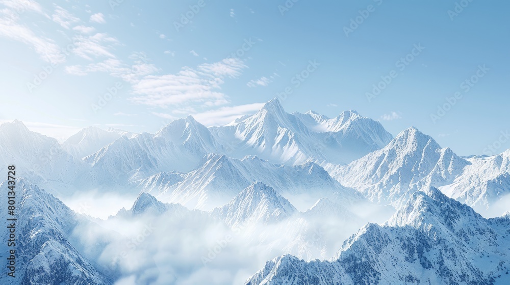 The sky is clear and the mountains are covered in snow