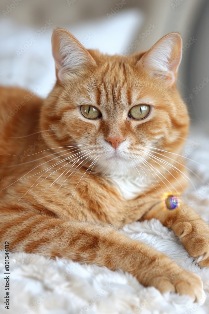 Tranquil feline capturing the serene elegance of a cat in a softly lit bedroom setting Tranquil feline capturing the serene elegance of a cat in a softly lit bedroom setting