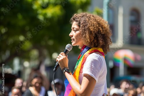 LGBTQ pride rally featuring inspiring speeches and performances by diverse community members