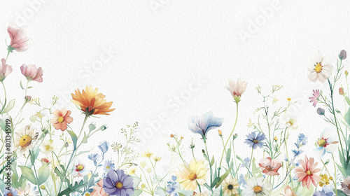 flores pintadas en acuarela sobre papel con textura photo