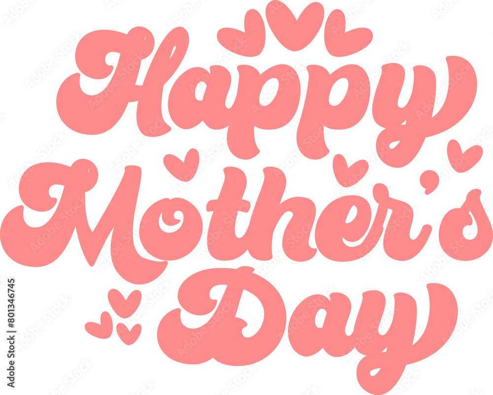 Fototapeta premium Mother’s Day typography clip art design on plain white transparent isolated background for sign, card, shirt, hoodie, sweatshirt, apparel, tag, mug, icon, poster or badge
