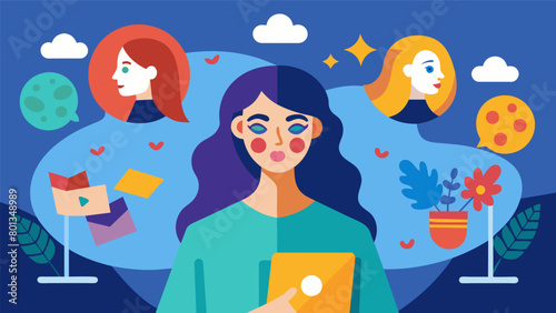 In an artistic expression workshop a person with dissociative identity disorder creates a painting that represents their different identities and the. Vector illustration