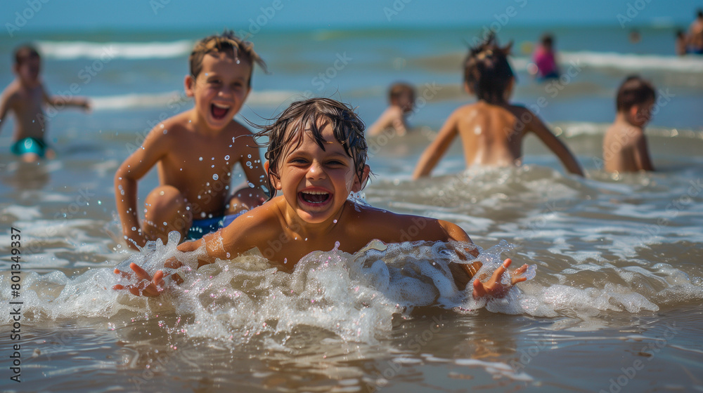 A family, have fun on holiday at the beach, their laughter and happiness captured in heartwarming, Happy family having fun at the beach, sunset A family, have fun on holiday at the beach, their laughter and happiness captured in heartwarming, Happy family having fun at the beach, sunset