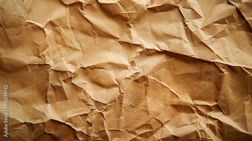 Close-up mockup of a crumpled kraft paper background