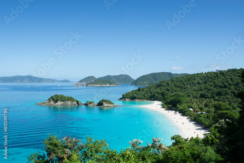 USA, United States Virgin Islands, St. John, Trunk Bay and beach on sunny day photo