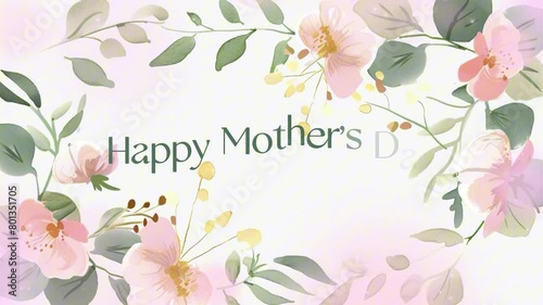 Happy Mother's Day Text with Flower Frame photo