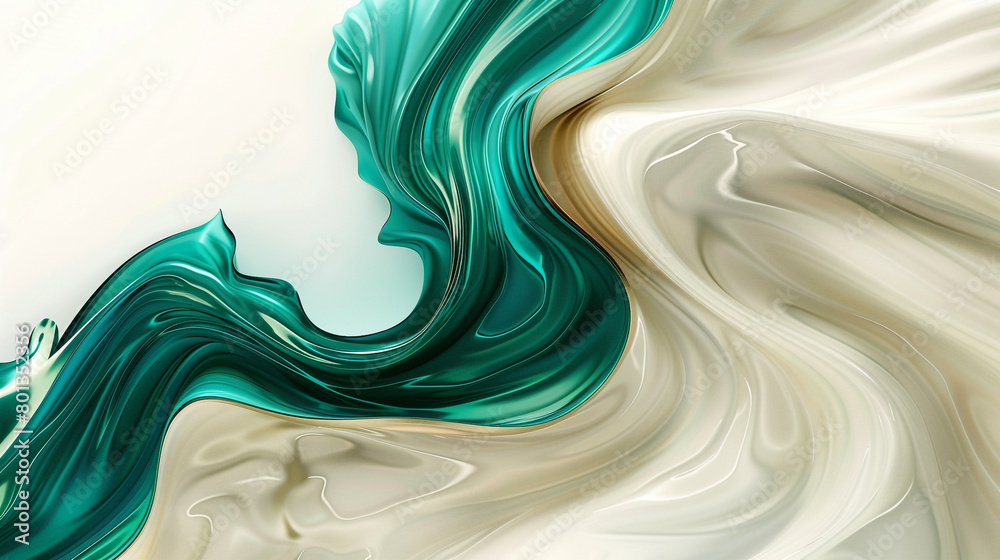 An intense wave of emerald and ivory, curling luxuriously and isolated on a white canvas, designed to mimic a high-definition photo. An intense wave of emerald and ivory, curling luxuriously and isolated on a white canvas, designed to mimic a high-definition photo.