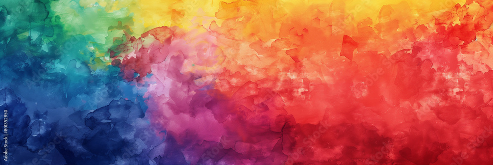 Vibrant watercolor background banner of LGBT Pride month symbol - Colorful Rainbow flag in abstract style, representing the vibrant spirit, hues of joy and acceptance