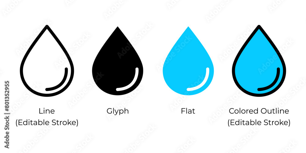Drop, water droplet vector icon set for website design, app, ui, isolated on white background. Vector illustration. Drop, water droplet vector icon set for website design, app, ui, isolated on white background. Vector illustration.