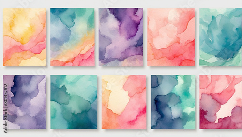 set of backgrounds,abstract watercolor background set,abstract background © Laiba