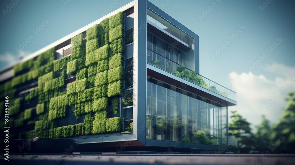 Obraz premium modern eco-friendly building showcasing its innovative and sustainable design features.