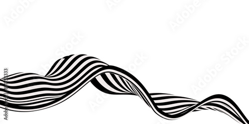 Black and white Abstract background of rippled wavy lines. isolated on white. copy space. vector illustration.
