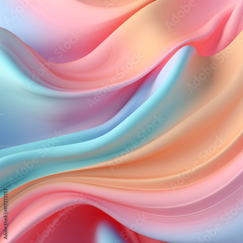Fancy silk wave, pastel colour, pattern design, backdrop, smooth, flow, decoration, shape. 3D illustration render design.