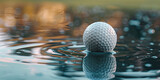 Golf Ball Mockup: Golf Silhouette Golf Ball Flying Over a Water Hazard Golf Ball with Sport Background Design for Banner with Copy
