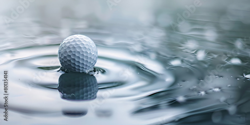 Golf Ball Mockup: Golf Silhouette Golf Ball Flying Over a Water Hazard Golf Ball with Sport Background Design for Banner with Copy