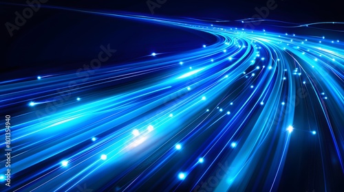 Blue light streak, fiber optic, speed line, futuristic background for 5g or 6g technology wireless data transmission, high-speed internet in abstract. internet network concept. vector design.