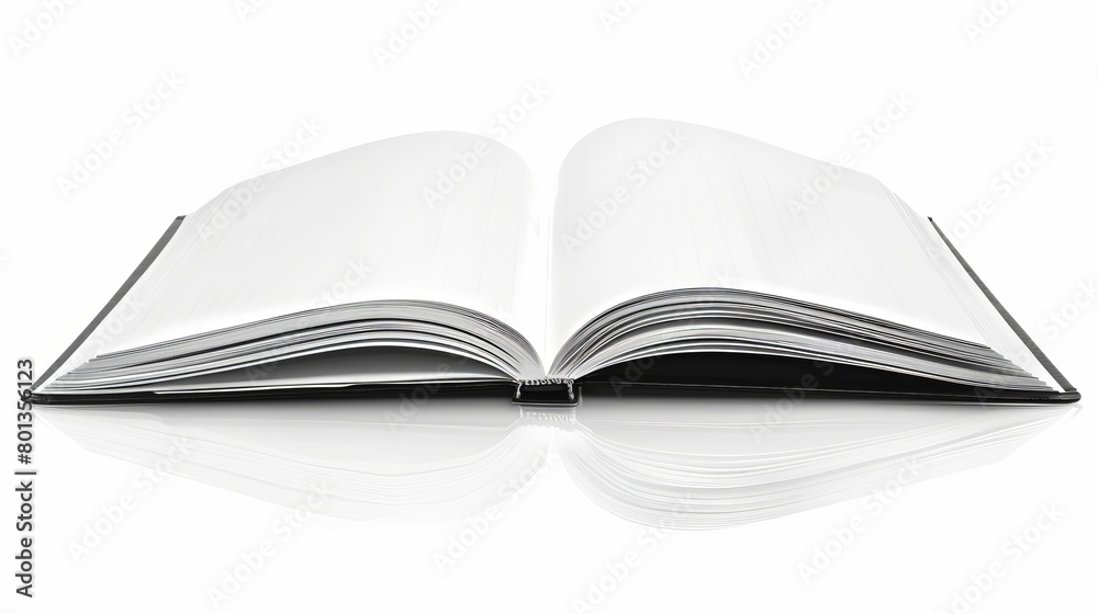 Blank notebook cover displayed on a white background with reflections. Blank notebook cover displayed on a white background with reflections.