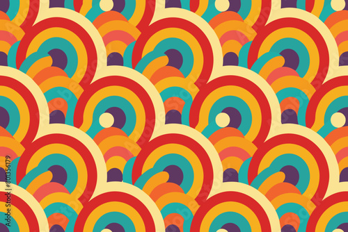 Retro seamless pattern colorful nostalgic background vector design