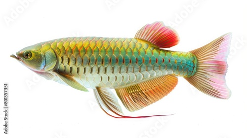 Beautiful asian arowana fish Isolate on white Background