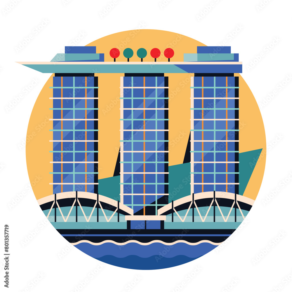 Singapore Marina Bay Sands Circle Flat Icon