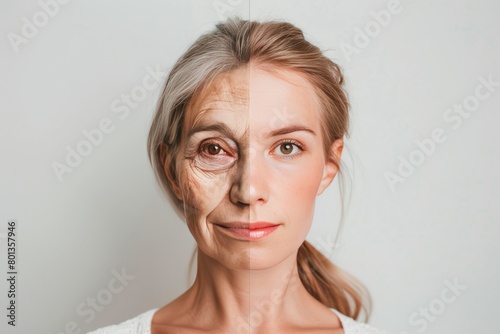 Skincare stages in aging integrate generational health and age transformations, focusing on Static wrinkle and skin elasticity treatments in portraits.