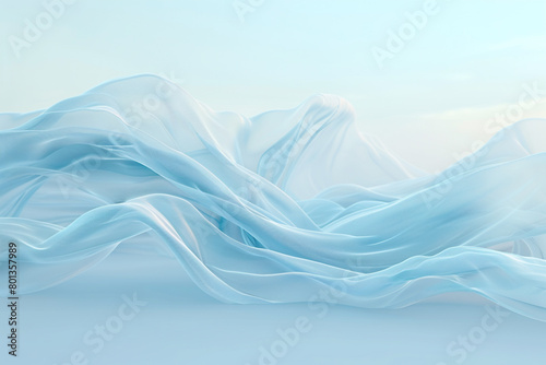 A sky blue wave  airy and light  delicately moves over a pale blue background  capturing the serenity of the sky.