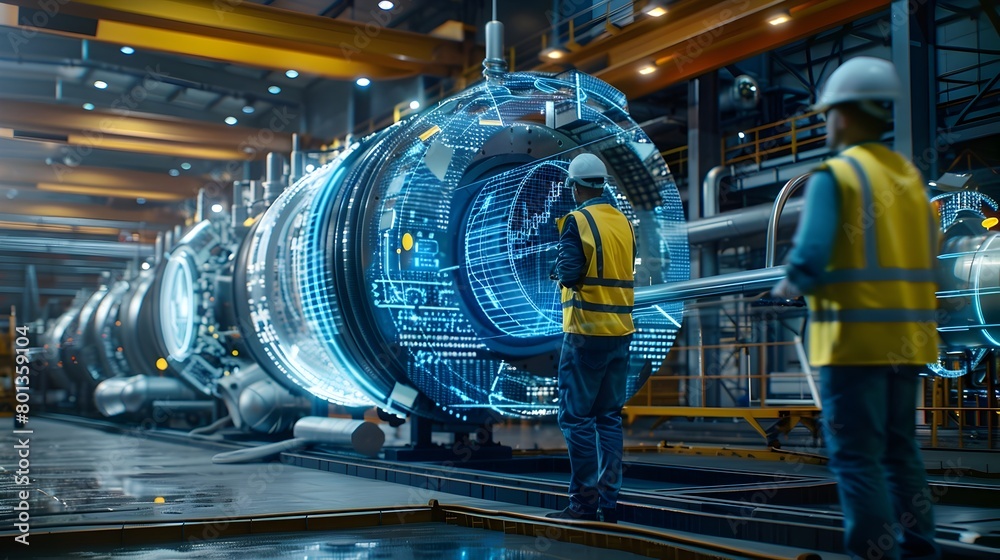 Technician Inspecting Industrial Machinery and Equipment in Modern Factory Technician Inspecting Industrial Machinery and Equipment in Modern Factory