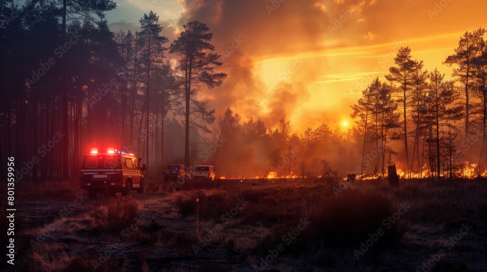 Forest animals fleeing a wildfire, a poignant moment of survival and the stark reality of nature's challenges.
