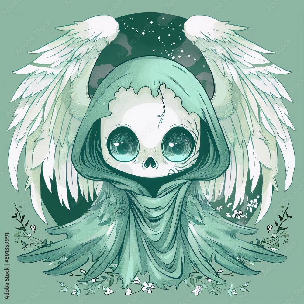 Obraz premium cute angel of death illustration
