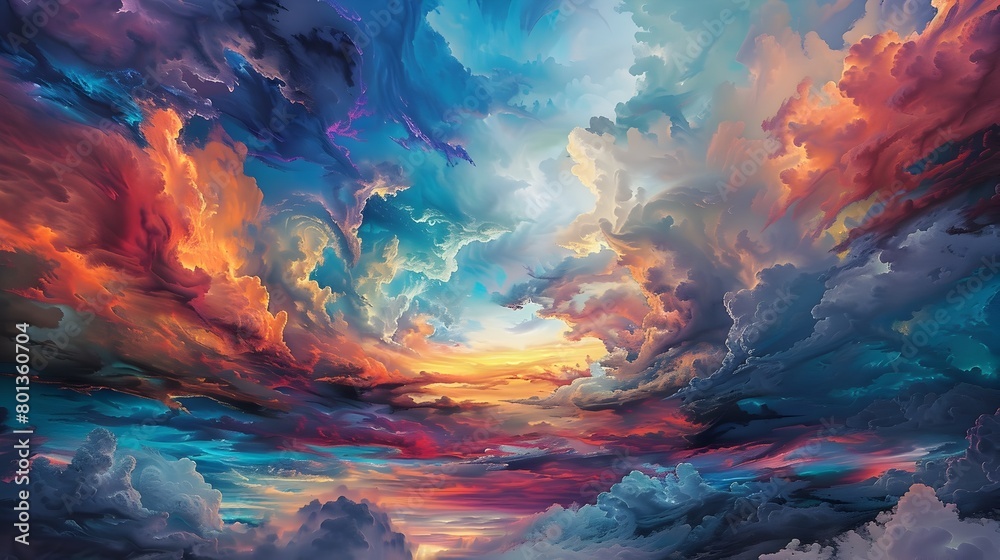 Breathtaking Celestial Seascape with Dramatic Clouds and Vibrant Sunset Hues