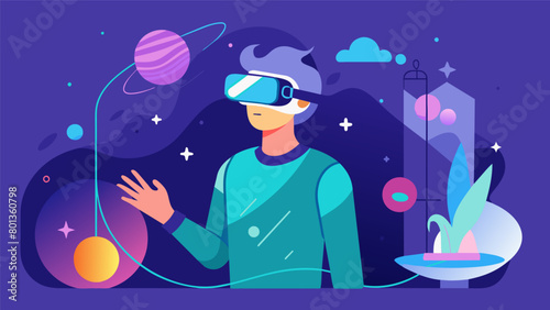 An illustration of a persons mind being cleansed and rejuvenated while they are immersed in a virtual reality space aided by the theutic effects of.
