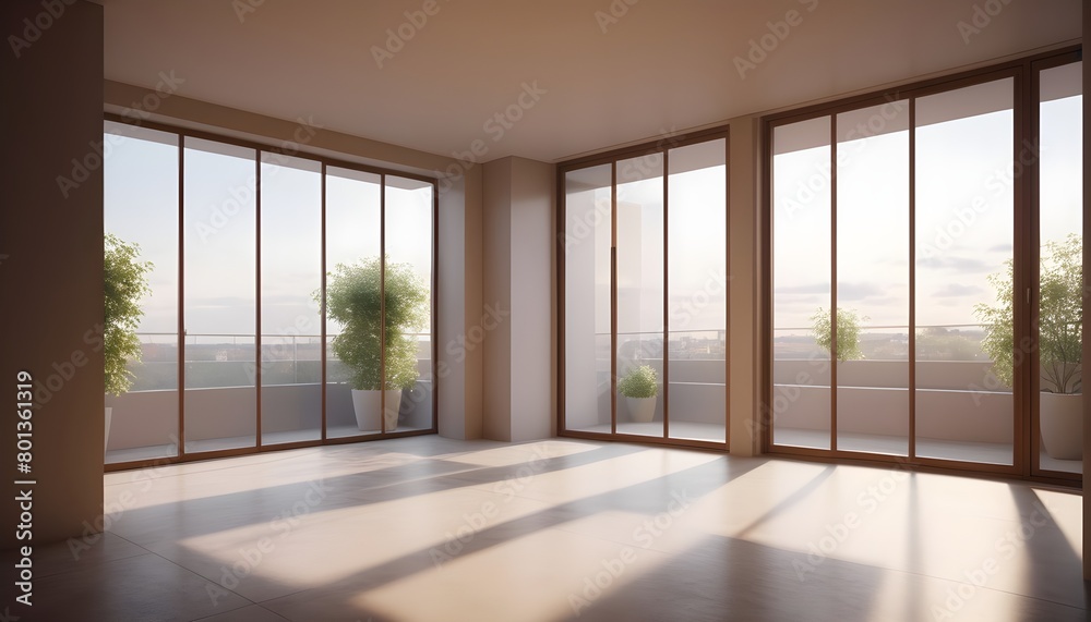 Obraz premium empty room with windows