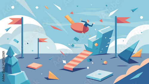 The sound of shattering glass and sudden gusts of air create a chaotic atmosphere in which participants must focus on completing an agility course.