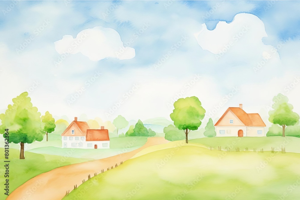 Naklejka premium basic watercolor landscape