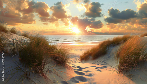 Dunes at sunset landscape