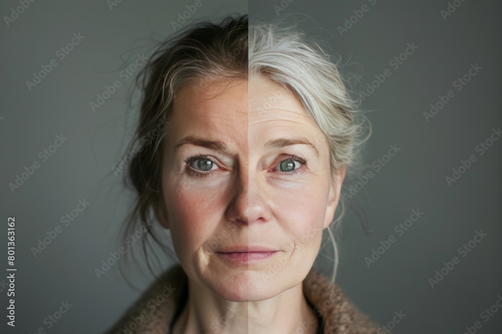 Psychological aging and beauty standards: expression lines in aging combined with spots, identity, and skin treatments. Psychological aging and beauty standards: expression lines in aging combined with spots, identity, and skin treatments.