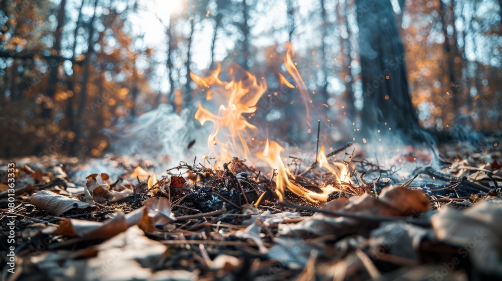 Vivid sparks fly as underbrush ignites, forewarning a possible wildfire Vivid sparks fly as underbrush ignites, forewarning a possible wildfire