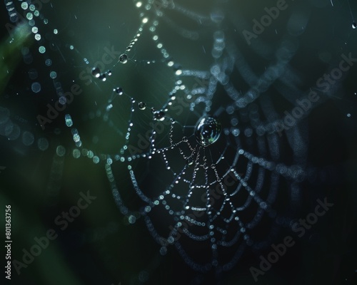 A photorealistic macro shot of a dewdrop clinging to a spiderweb, showcasing the intricate details of natures tiny wonders  © EC Tech 