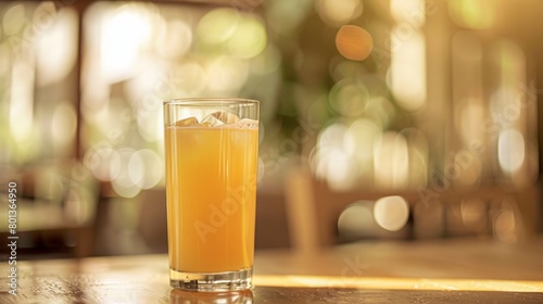 A glass of orange juice on a table