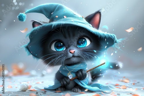 kitten cat wizard cute cartoon illustration photo