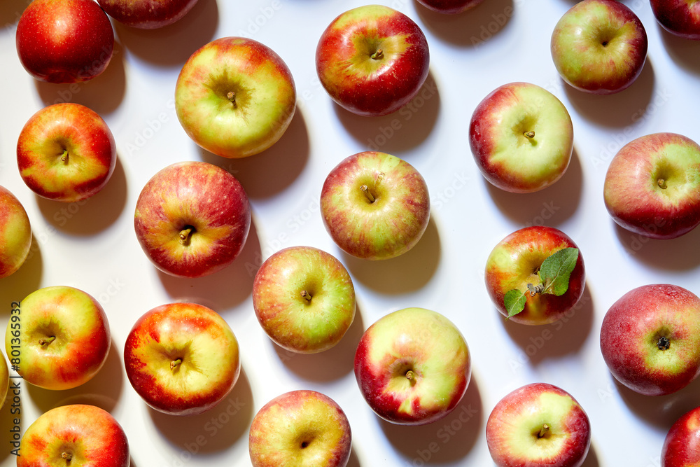 Overhead view of apples on white background Overhead view of apples on white background