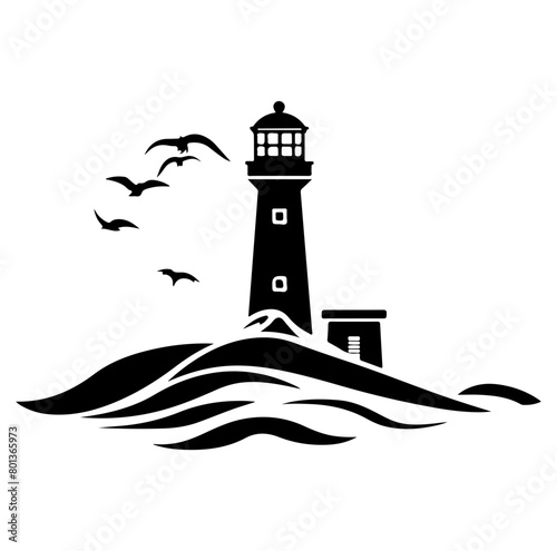 Black simple lighthouse logo element vector illustration