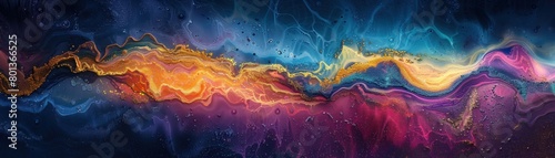 Colorful abstract painting with vibrant colors and a fluid, wavy pattern. photo