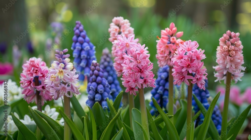 Fototapeta premium Detailed close-ups of vibrant spring flowers and trees showcasing beauty of renewal