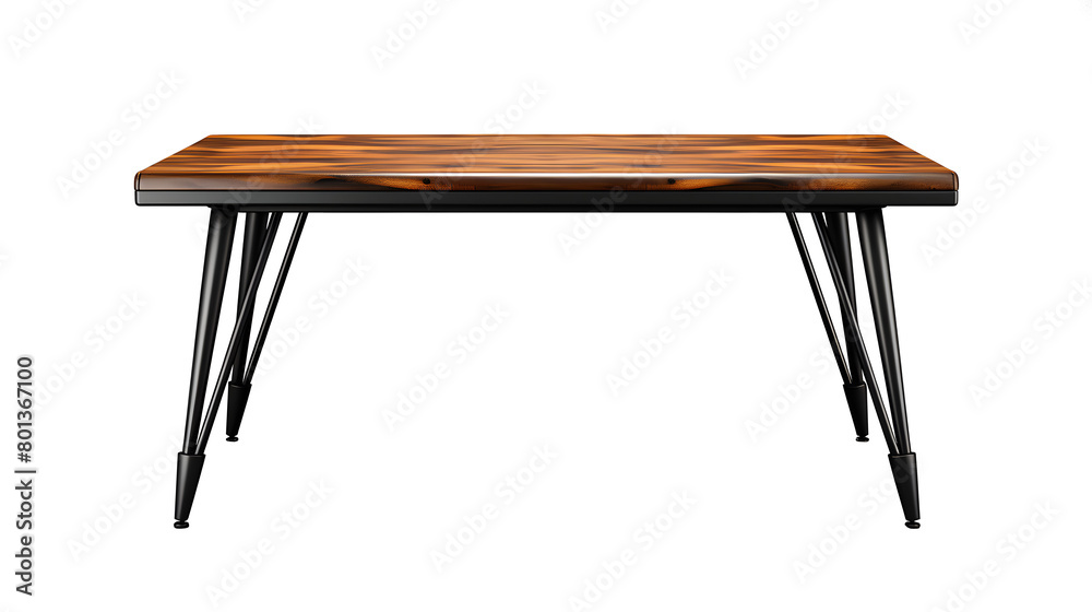 Wooden mixed black iron table on white and transparent background Wooden mixed black iron table on white and transparent background