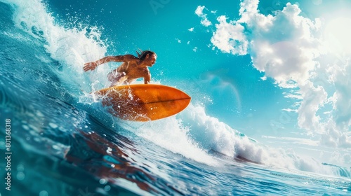 Summer sports action. adrenaline filled moments of surfing, volleyball, kayaking