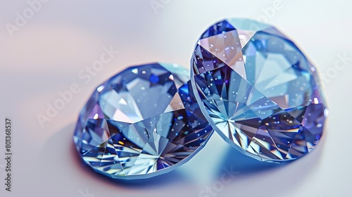 Image featuring two large  beautiful sapphires depicted as precious stones in a 3D rendering against a light background.
