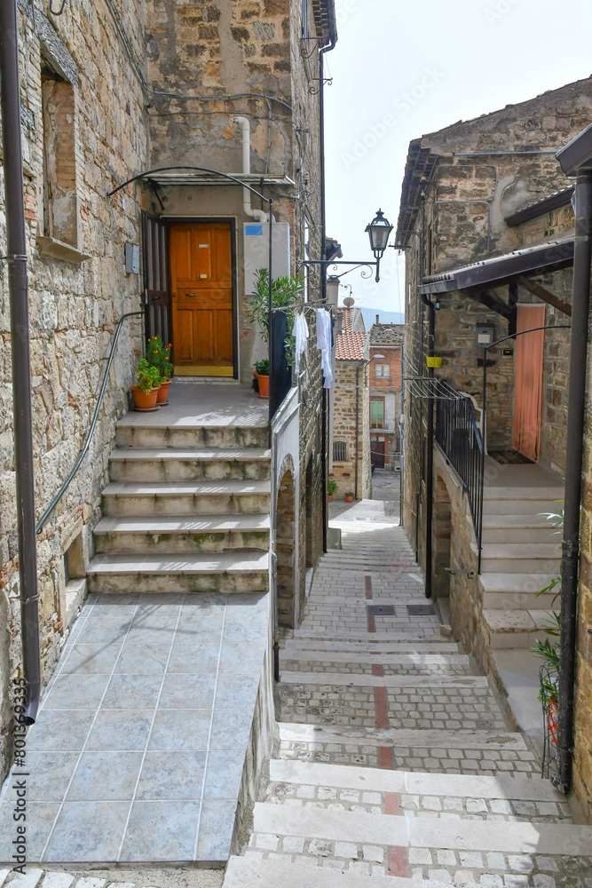 Fototapeta premium A street among the old houses of Pietracatella, a medieval village in Molise, Italy.