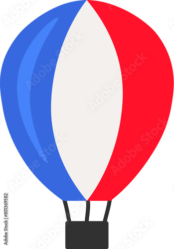 Flat France Air Balloon Icon For Holiday Event (ID: 801369582)