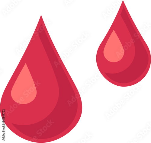 Drops of red blood icon. Intravenous fluid, medical stroked cartoon element for modern and retro design. Simple color vector pictogram isolated on white background